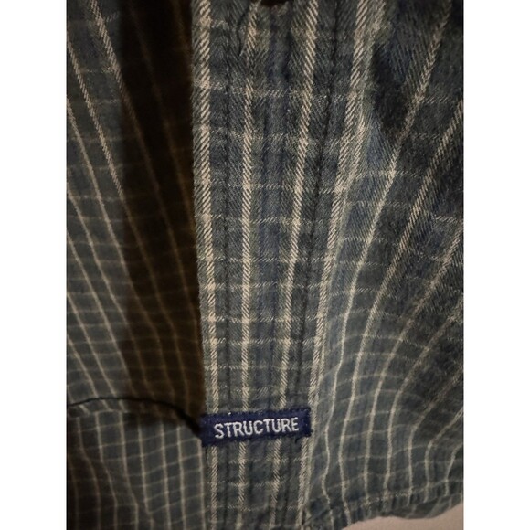 Vintage Structure Men’s Button Shirt L Cotton Green Flannel 90s Grunge - Picture 4 of 7